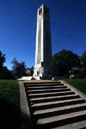 Roger Winstead photo of campus belltower and stairs.
